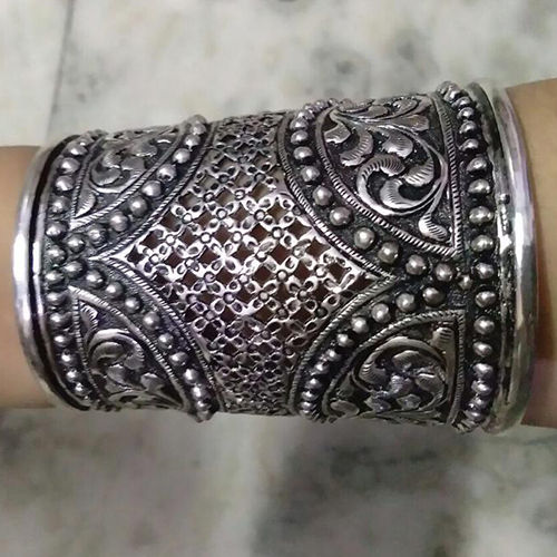 Buy Sterling Silver Silver Heavy Traditional Antique Rajasthani Bracelet  Antique Bracelet Traditional Kada Antique Pack Of 1 Bracelet Ideal for  Women at Amazonin