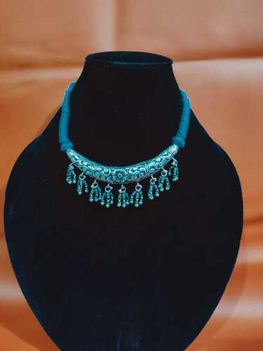 Silver 92.5 Tribal Half Hasli Collar Necklace