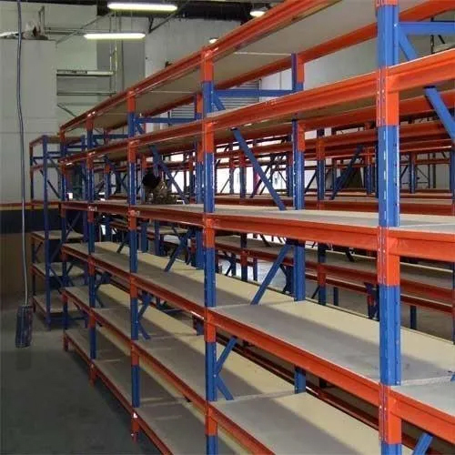 Modern Warehouse Storage Rack - Heavy Duty Steel, Double Sided Shelving | Orange-Blue Powder Coated, High Quality Industrial Storage Solution