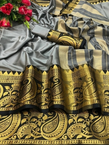 Grey Devki Grey1 Cotton Silk Saree