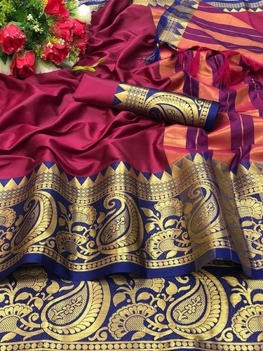 Devki Maroon Cotton Silk Saree