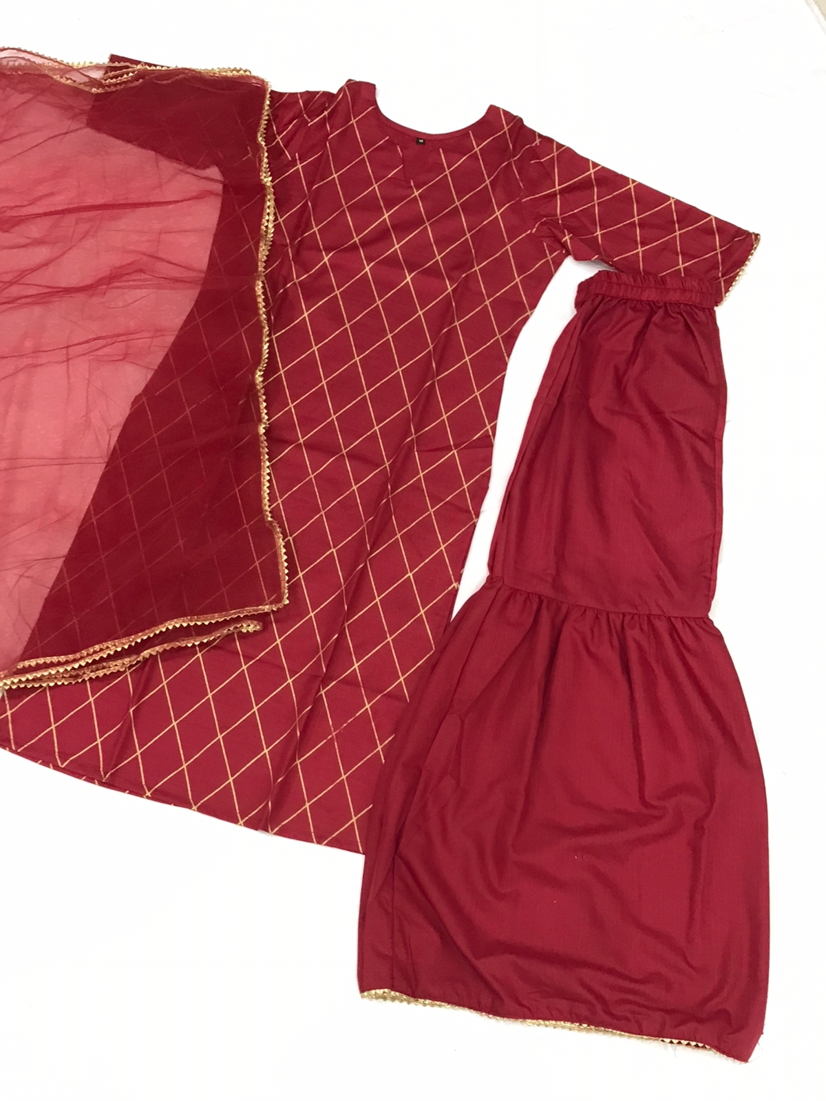 Sharara Maroon Rayon Kurti