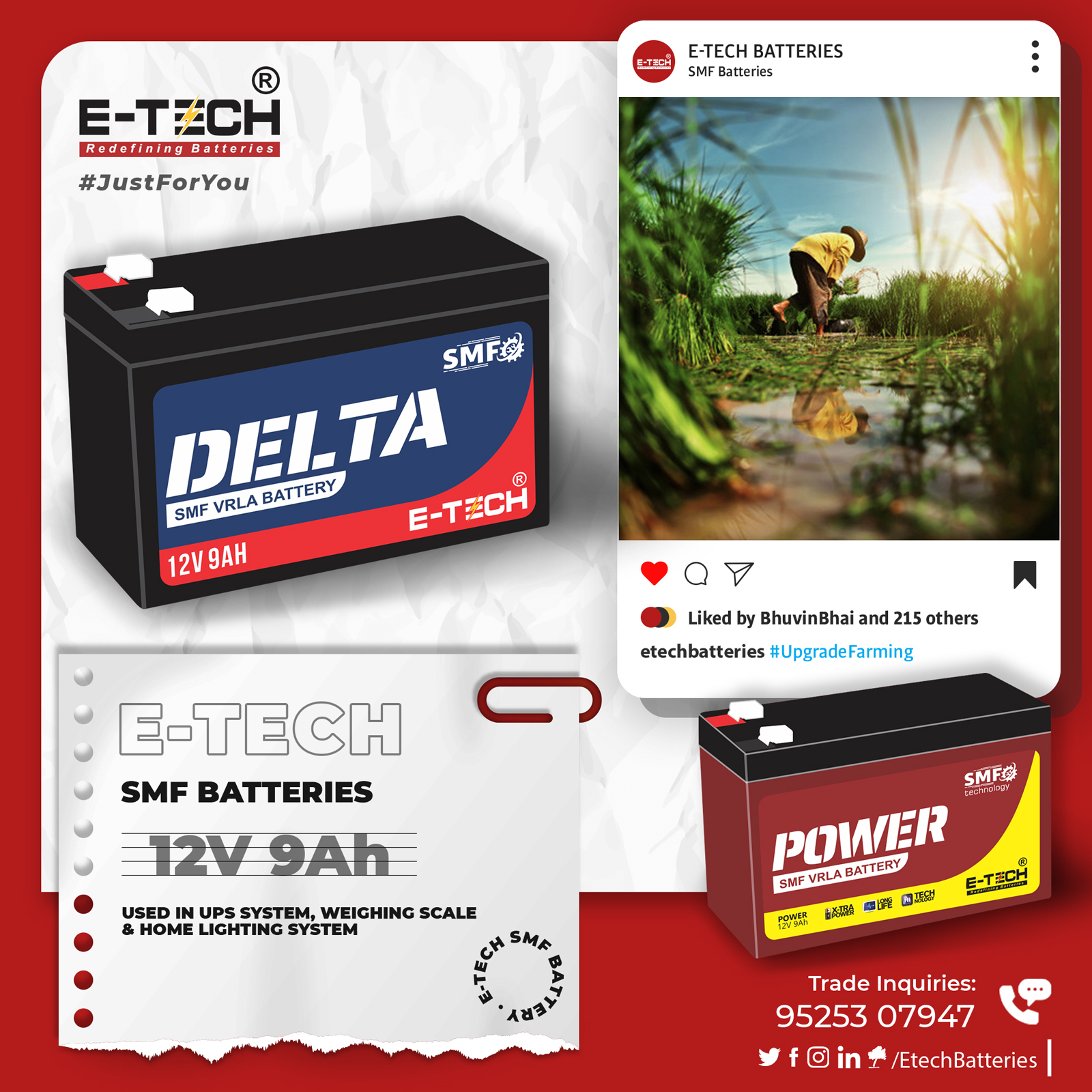 ERC E-TECH POWER  12V 9AH Weighing Machine (Low Weight)