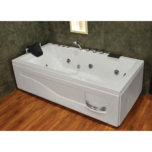 Lancer Acrylic Bath Tub - Size 6x3, 5x3, 5x2.6, 4.6x2.6, 4x2.6 Inches | White Glossy Finish, 1 HP Whirlpool Pump, 8 Jets, Hi-Fi Speaker, LED TV