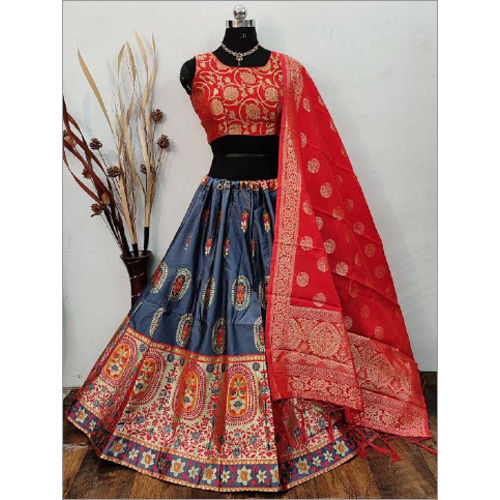 Blue And Red Ladies Fancy Lehenga