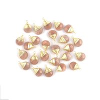 Peach Moonstone Gemstone Heart Shape 10mm Wire Wrapped Gold Vermeil Pendant