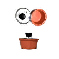 400ml Modern Stylish Glass Lid Butter Pot - Terracotta Material, 400ml Size, Reddish Brown Color | Ideal For Domestic & Commercial Use