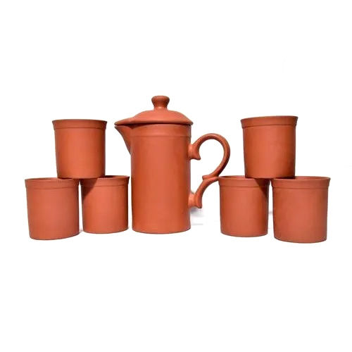 Reddish Brown Terracotta Water Jug Set