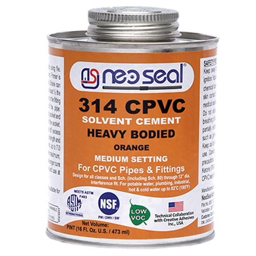 CPVC Solvent Cement - Heavy Bodied Medium Setting, Low VOC | NSF Approved, High Strength for CPVC/PVC Pipes Up to 12" Diameter, Meets ASTM Standards
