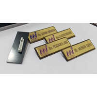 Printed Golden Badge - Customized Golden Acrylic, High Gloss Finish, Round Shape, Pin Type | Logo Style: Custom Design, Pattern: Printed