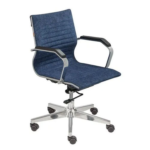 Leatherette Stainless Steel Blue Office Chair