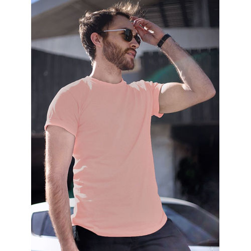 Different Available Mens Plain Pink T-Shirt