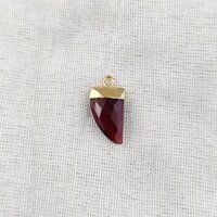 Garnet Quartz Gemstone Horn Shape 16x10mm Electroplated Charms