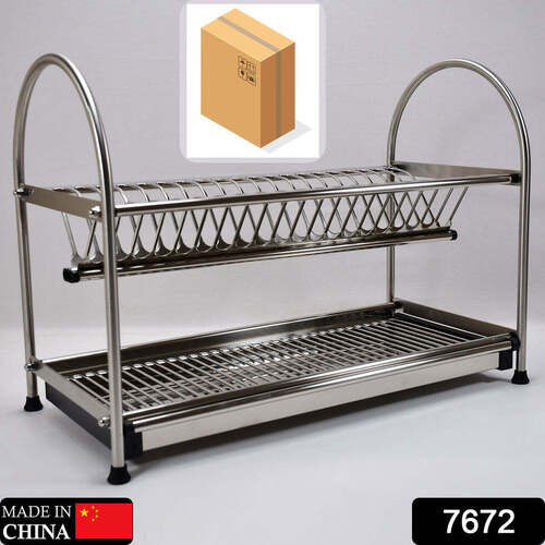 DISH RACK STAINLESS STEEL RACK 2LAYER RACK FOR HOME KITCHEN USE