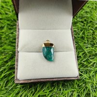 Dyed Emerald Gemstone Horn Shape 16x10mm Electroplated Charms