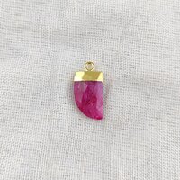 Dyed Ruby Gemstone Horn Shape 16x10mm Electroplated Charms
