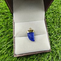 Dyed Sapphire Gemstone Horn Shape 16x10mm Electroplated Charms