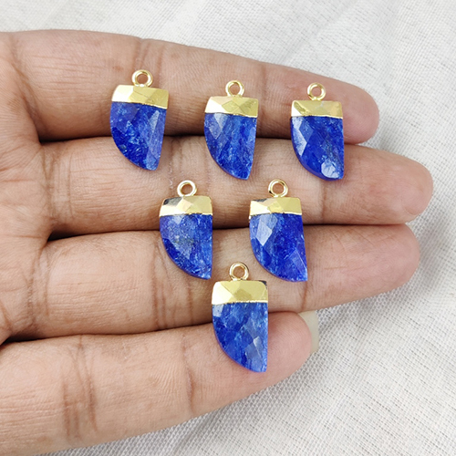 Dyed Sapphire Gemstone Horn Shape 16x10mm Electroplated Charms