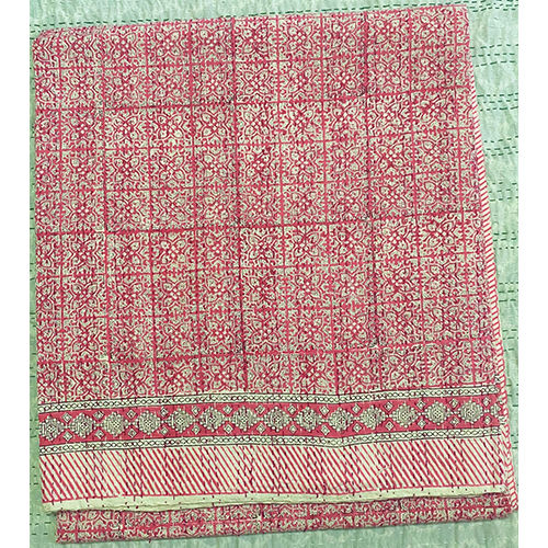 Kantha Quilt Pink and White Quilt