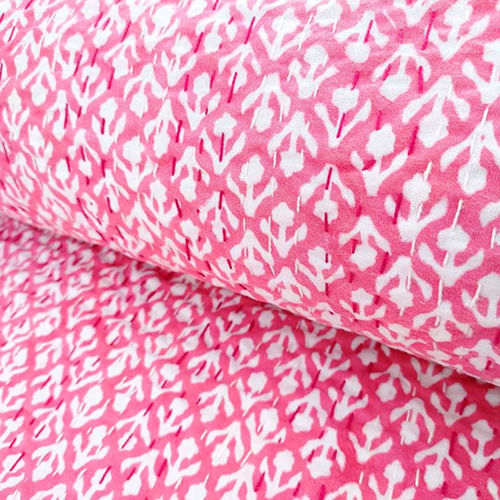 Pink Quilt Indian Kantha Artistry Bedspreads Quilt