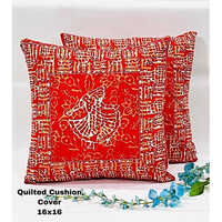 Hand Block Print Quilted Cushion Cover Set Of 5 - Material: Cotton