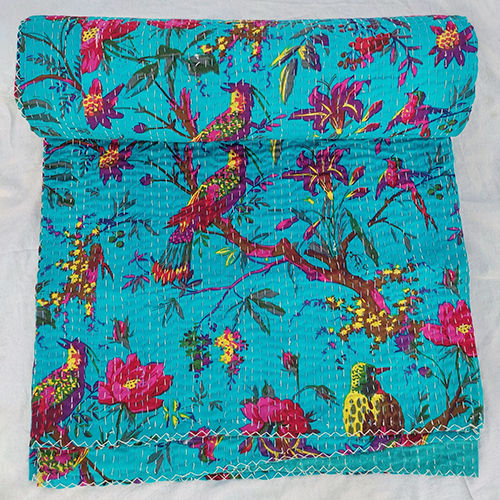 Sky Blue Print Bedspread Sky Blue Floral Quilt