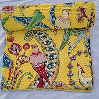 100% Cotton Indian Print Bedspread Or Quilt Full Size
