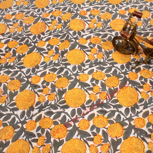 Orange Floral Indian 100 Percent Cotton