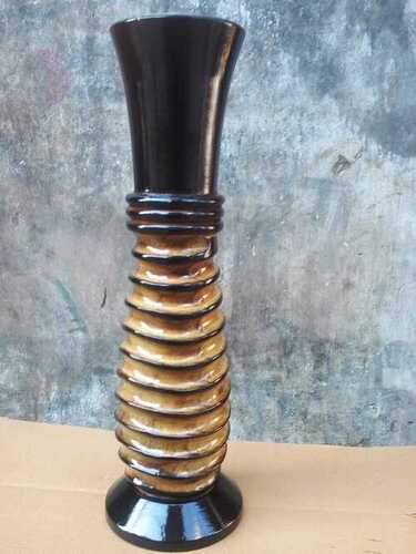 Wooden Flower Vase - 21 Inch Height, 6 Inch Base Size, Brown Antique Finish | Unique Carving Design, Customized Options Available
