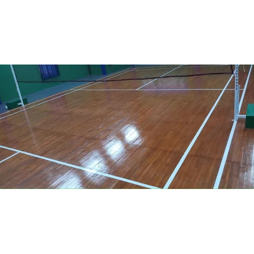 Brown Polished Teak Wood Badminton Court Flooring