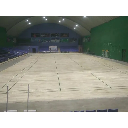 Brown Wooden Badminton Court Flooring