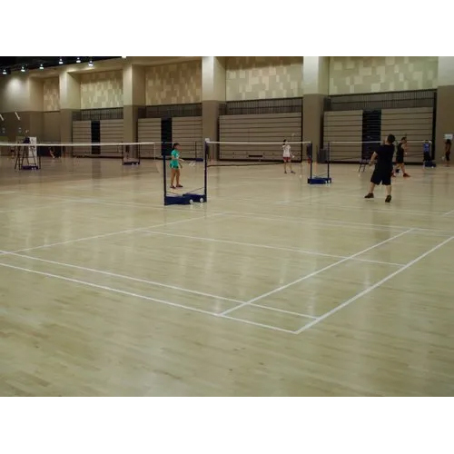 Maple Wood Badminton Court Flooring - Customized Size, Brown Color | Non-Slip, Anti-Slip Surface Treatment