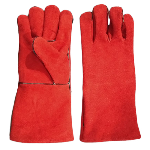 Red Split Leather Welding Gloves