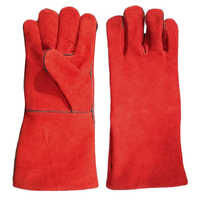 Red Split Leather Welding Gloves