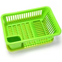 DURABLE PLASTIC LARGE SINK SET DISH RACK DRAINER WITH REMOVABLE TRAY FOR KITCHEN(1134)