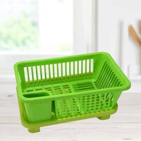 DURABLE PLASTIC LARGE SINK SET DISH RACK DRAINER WITH REMOVABLE TRAY FOR KITCHEN(1134)