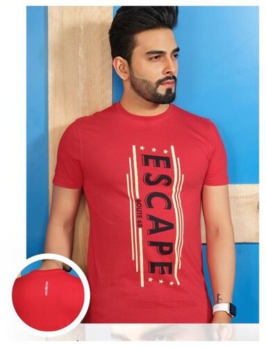 Mens Casual Printed T-Shirt - Poly Cotton Sizes M-L-XL-XXL Regular Length Half Sleeves Round Neck Chest Print Pack of 10 | Slim Fit 10 Color Options