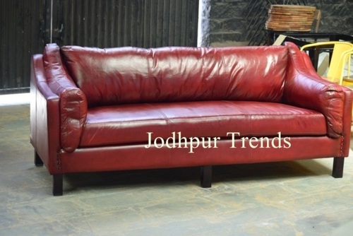 Three Seater Lather Sofa - Origin: India