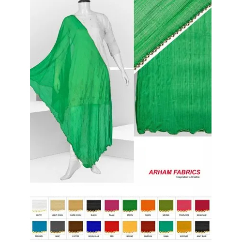 Chain Moti Work Fancy Dupatta - Cotton 2.20m Length Green Color | Washable Casual Dress Type All Season Plain Pattern