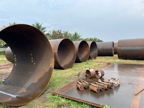 Plate bending work on site