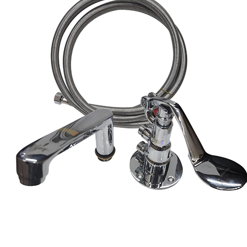 C.P. Foot Operated Valve with Flat Deck Mounted Spout and 3 Feet SS Connection Pipe