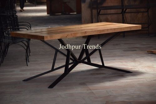 Iron Wooden Zig Zag Dining Table