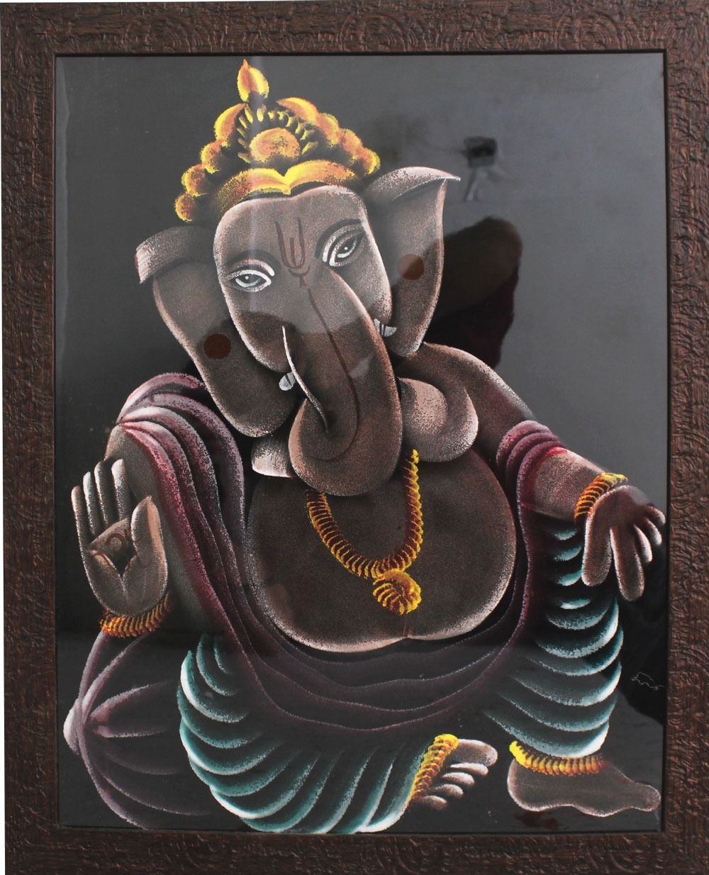 Handcrafted Velvet Lord Ganesha And Krishna Painting