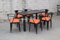 Resturent Iron Dining Table With Iron Chair - Finish: Powder Coated