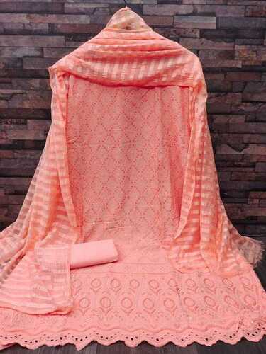 Geet Orange Rayon Dress Material