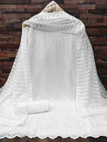 Geet White Rayon Dress Material