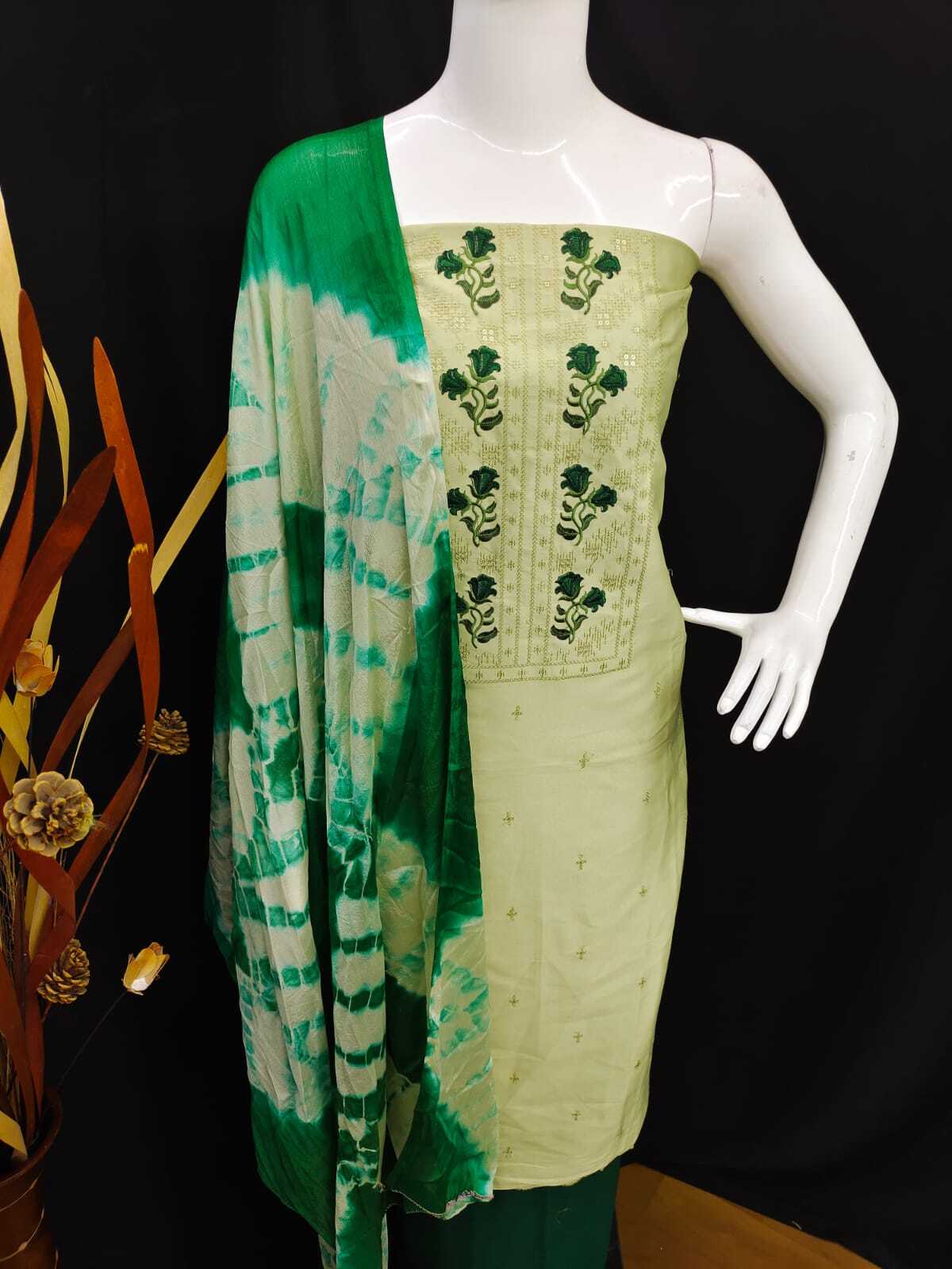Gunj Green Jaam Cotton Dress Material