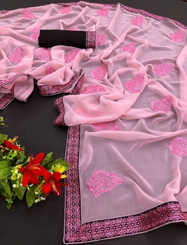 Casual Henal Pink Georgette Saree