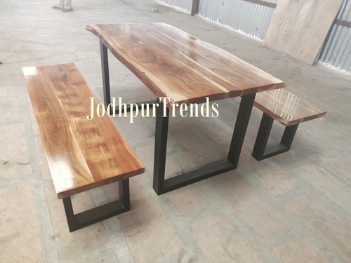 Live Edge Dining Table With Two Benches