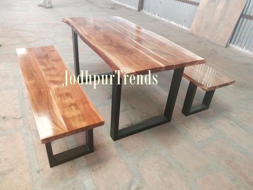 Live Edge Dining Table With Two Benches